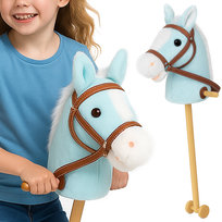 HOBBY HORSE DUŻY KOŃ NA KIJU NA PATYKU KONIK PLUSZOWY GŁOWA KONIA  NA BATERIE MIĘTOWY