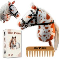 Hobby Horse Koń na Kiju Konik Głowa Konia Biało Rudy + Grzebień + Pudełko [m-Horse8-P]