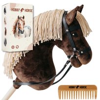 HOBBY HORSE KOŃ NA KIJU KONIK GŁOWA KONIA BRĄZ + GRZEBIEŃ + PUDEŁKO [M-HORSE3-P]