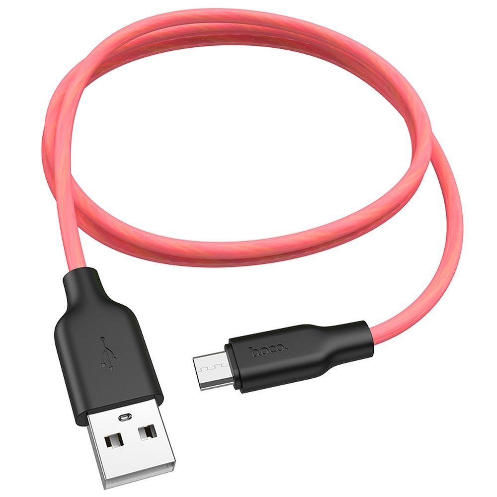 Zdjęcia - Kabel Hoco  USB - Micro Plus Silicone X21 1 metr czarno-czerwony. 