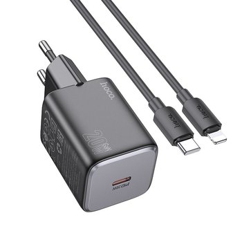 HOCO ładowarka sieciowa Typ C + kabel Typ C do Lightning QC PD 20W N40 czarna - HOCO