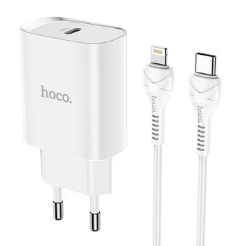 HOCO ładowarka sieciowa Typ C PD20W Fast Charge Smart Charging z kablem do iPhone Lightning 8-pin N14 biała - HOCO