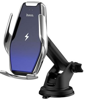 HOCO, Uchwyt samochodowy na telefon HOCO S14 Car Mount z ładowarką, Srebrny - HOCO