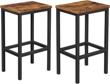 Hoker stołek barowy zestaw 2szt krzesło fotel loft rustykalny brąz-czarny - MATKAM
