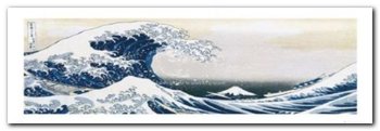 HOKUSAI GREAT WAVE plakat obraz 95x33cm - Wizard+Genius