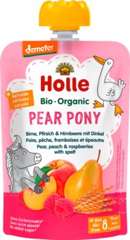 Holle, Bio, mus owocowy gruszkowy kucyk z orkiszem, 100 g - Holle
