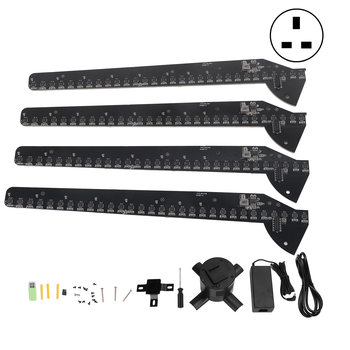 Holograficzny wentylator reklamowy 3D z 4 listkami, 1024×638P, 638 diod LED, kąt widzenia 150°, wtyczka brytyjska 110–240 V - other