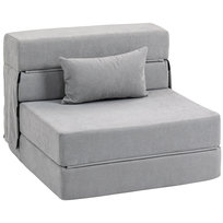 HOMCOM 3 w 1 Fotel łóżko, składana sofa z funkcją spania, poduszka lędźwiowa, fotel w optyce flaneli, szezlong do salonu, Jasnoszary