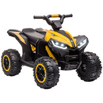 HOMCOM Dziecięcy Quad Elektryczny 12 V Dziecięcy Quad z funkcją jazdy do przodu i do tyłu, muzyką, portem USB, klaksonem, reflektorami LED 3-6 km/h Elektryczny Quad dla dzieci w wieku 3-5 lat, żółty