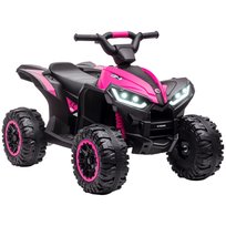 HOMCOM Dziecięcy Quad Elektryczny 12 V z funkcją jazdy do przodu i do tyłu, muzyką, portem USB, klaksonem, reflektorami LED 3-6 km/h Elektryczny Quad dla dzieci w wieku 3-5 lat, różowy