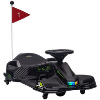 HOMCOM Elektryczny gokart dla dzieci 12 V, 3-8 km/h, tryb driftu, powolny start, gokart ze światłami i muzyką, pas bezpieczeństwa, pojazd dla dzieci w wieku 8-12 lat, czarny