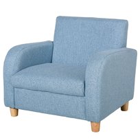 HOMCOM Fotel dziecięcy, sofa dziecięca z grubą pianką i grubymi poduszkami siedziska, fotel dziecięcy, sofa rozkładana z antypoślizgowymi nóżkami dla dzieci w wieku 3-5 lat, drewno, len, pianka