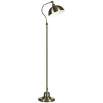 HOMCOM Lampa podłogowa z gwintem E27, lampa podłogowa z regulowanym kloszem, lampa łukowa 40 W w designie retro, efekt mosiądzu, do salonu, sypialni