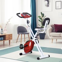 HOMCOM Składany Rower Treningowy, Rower Fitness do Ćwiczeń Wewnętrznych, Cichy 8-stopniowy Magnetyczny Opor, z Monitorem LCD, Czujnikiem Tętna i Kółkami do Treningu Sportowego w Domu i Cardio