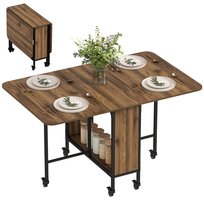 HOMCOM Składany stół jadalny Mobilny stół składany z otwartą półką Stół do jadalni Stół kuchenny do małych pomieszczeń, kuchni, jadalni 130 x 80 x 74 cm Brązowy