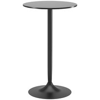 HOMCOM Stół barowy, stół bistro, Ø60 x 102 cm, okrągły, stół imprezowy, stół barowy do salonu i jadalni, stal, czarny