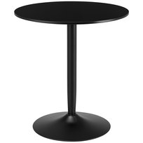 HOMCOM Stół jadalny 70 x 70 cm Okrągły stół kuchenny dla 2 osób Stół do jadalni ze stalowymi nogami, antypoślizgowym podnóżkiem Nowoczesny stolik kawowy do kuchni, jadalni i salonu Czarny