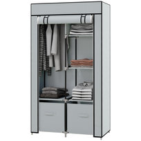 HOMCOM Szafa materiałowa Szafa materiałowa z 5 przegrodami, drążek na ubrania, składana szafa na zamek błyskawiczny Szafa materiałowa do sypialni, garderoby, 150 x 45 x 175 cm, jasnoszary