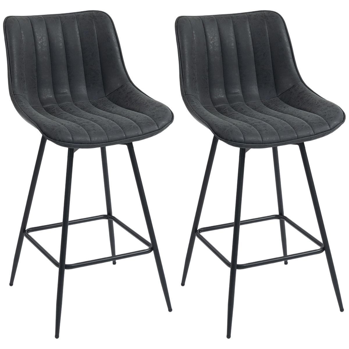 HOMCOM Zestaw 2 obrotowych hokerów barowych z oparciem, 68 cm, czarny
