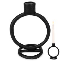 Home Styling Collection Świecznik Na Długą Świeczkę Aluminiowy Czarny 15 Cm