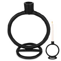 Home Styling Collection Świecznik Na Długą Świeczkę Aluminiowy Czarny 19 Cm