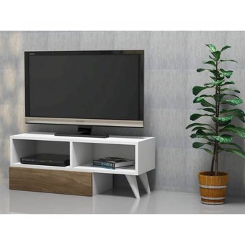 Homemania Szafka pod TV Active, 140x29,7x35 cm, biel i orzech włoski - Homemania