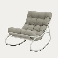 HOMLA Fotel bujany TIVOLI beżowy z beżowymi poduszkami 65x102x75,5 cm