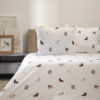 HOMLA POŚCIEL CANE z mikrofibry w pieski 160x200 + 2*50x60 cm - Homla