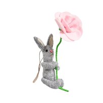 Homla zawieszka petties królik szary z różowym kwiatkiem 18 cm