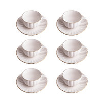 HOMLA Zestaw 6x Filiżanka MELIDA ze spodkiem ze złotą obwódką 200 ml