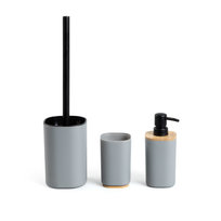 HOMLA Zestaw łazienkowy SALTI szary dozownik, kubeczek i szczotka wc