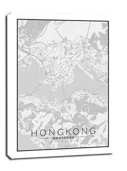 Hongkong mapa czarno biała - obraz na płótnie 61x91,5 cm - Galeria Plakatu
