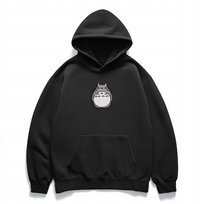 Hoodie Totoro oversize - czarna bluza z kapturem anime Studio Ghibli S