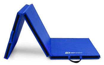 Hop-Sport, Materac gimnastyczny składany, średnio twardy z rzepami, niebieski, 5cm - Hop-Sport
