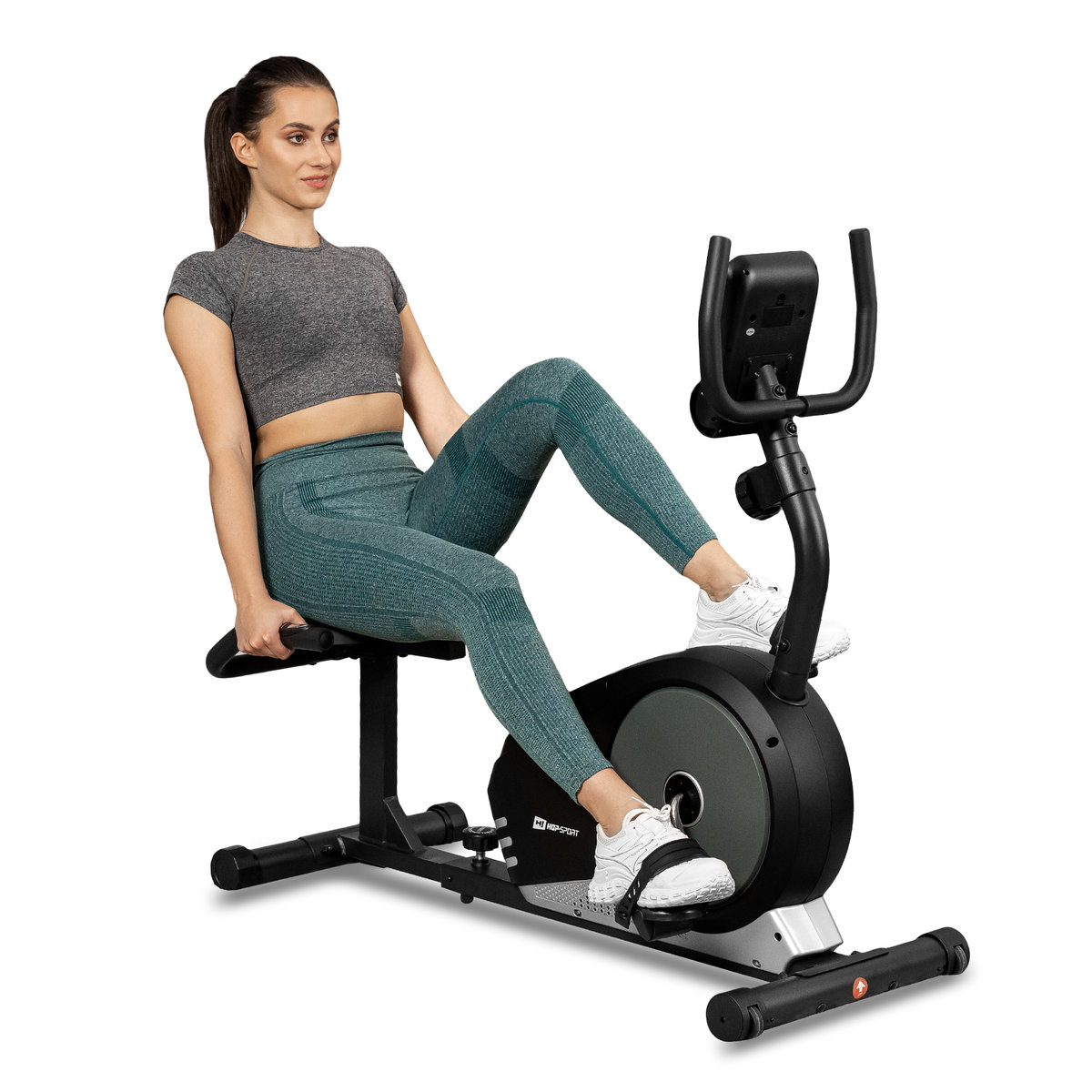 Hop-Sport Root Ligfiets HS-040L Ergometer - 9,5 Kg Vliegwiel 8 Weerstandsniveaus Max 120 Kg