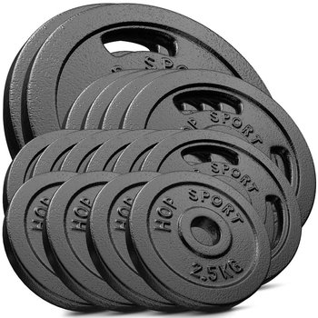 Hop-Sport, Zestaw obciążeń żeliwnych 120kg (2x20, 4x10, 6x5, 4x2,5) - Hop-Sport