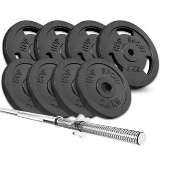 Hop-Sport, Zestaw obciążeń żeliwnych z gryfem prostym Strong 39 kg - Hop-Sport