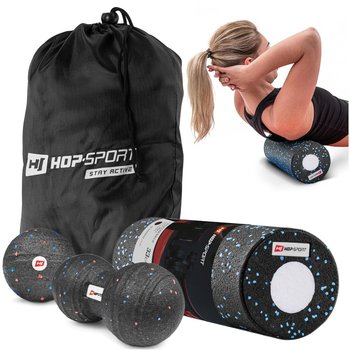Hop-Sport, Zestaw piłeczek do masażu+roller, czarny - Hop-Sport