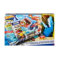 Hot Wheels City Miejski port – Atak rekina, Tor wyścigowy + 1 samochód w skali 1:64, dla dzieci 4+ HDP06
