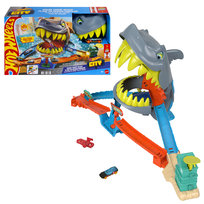 Hot Wheels City Rekin Starcie na plaży + samochód w skali 1:64, dla dzieci 4+ JHL96