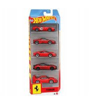 Hot Wheels Ferrari, Samochody 5 - pak, dla dzieci 3+, fanów i kolekcjonerów JLN12 Hot Wheels