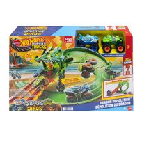 Hot Wheels Monster Trucks Rekiny vs Dinozaury Smoczy wyścig i 2 pojazdy, dla dzieci 4+ JFR06 Hot Wheels