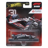 Hot Wheels, Premium Formuła 1 Metalowy samochód bolid F1 w skali 1:64 Haas – Esteban Ocon #31, Zabawka dla fanów i kolekcjonerów JKD78