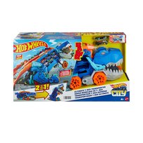 Hot Wheels, T-Rex Mega Transporter Ciężarówka Dinozaur 2 w 1 Zestaw + 2 samochody 1:64, Zabawka dla dzieci 4+ HNG50