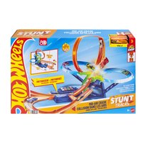 Hot Wheels, The Hot Ones Powietrzna kraksa Zestaw z napędem Tor wyścigowy + 1 metalowy samochód w skali 1:64, Zabawka dla dzieci 5+ JFD12
