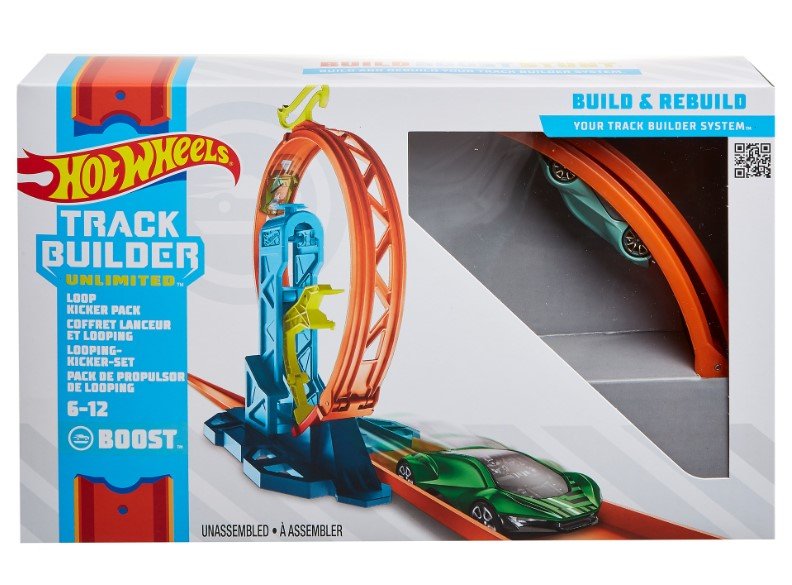 Hot Wheels Track Builder Pętla z przyspieszeniem, Tor do rozbudowy, dla dzieci 4+ GLC90