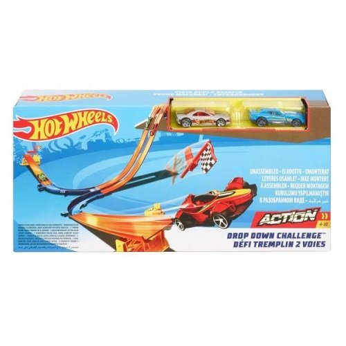 Hot Wheels Track Builder Wyścigowy, Tor + 2 samochody w skali 1:64, dla dzieci 4+ Mix DNN81