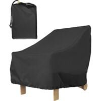 Housse De Protection Chaise Jardin 210D – 80 X 85 X 91 Cm – Imperméable, Anti-UV, Résistante Au Vent & Déchirure – Noir Avec Cordon Réglable