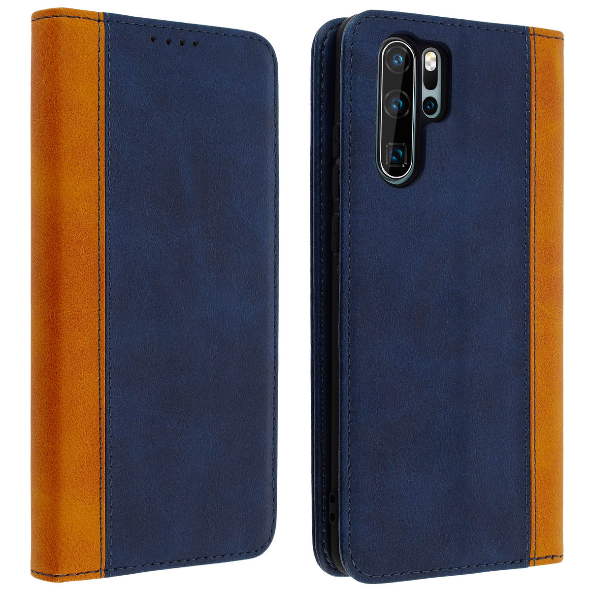 Huawei P30 Pro Folio Case Storage Card Stojak wideo Ciemnoniebieski