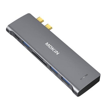 HUB 6 w 2 MOKiN USB-C do MacBooka 3xUSB-A 1xUSB-C 1xSD/MicroSD (srebrny) - Mokin